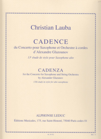 Glazunov, Concerto, Cadence par Lauba (Leduc)