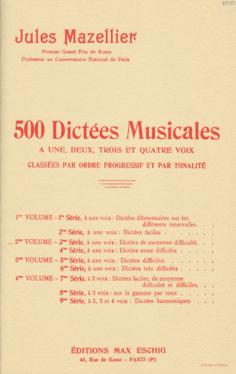 Mazellier, 500 Dictees musicales, 2 (Eschig)