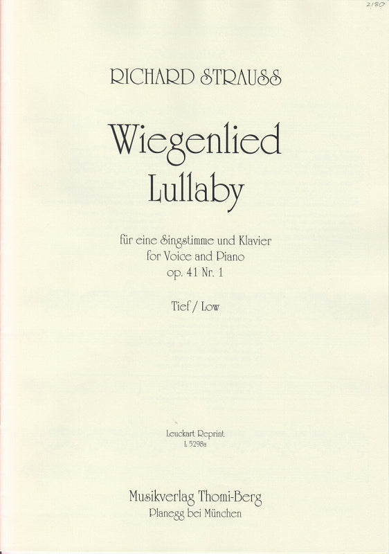 Strauss,R., Wiegenlied op. 41/1 (Low) (Leuckart/Thomi-Berg)