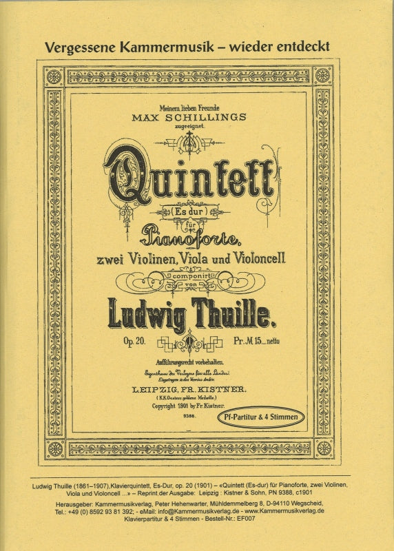 Thuille, Piano Quintet op. 20 in Eb (Kammermusik Verlag)