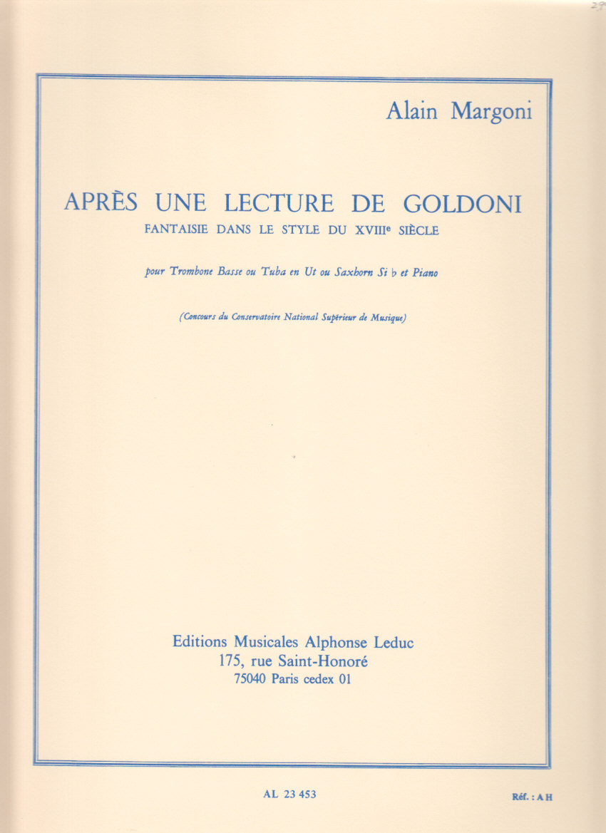 Margoni, Apres une lecture de Goldoni (Leduc)