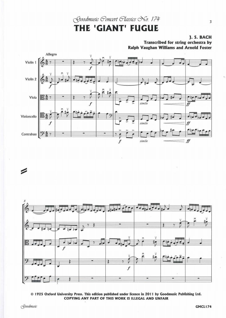 Bach, Giant Fugue (Full Score) (Oxford University Press/Goodmusic Pub.)