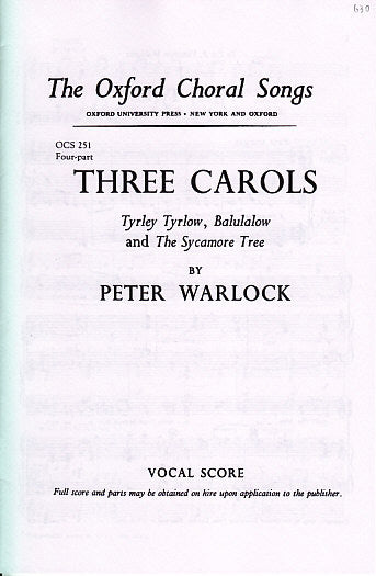 Warlock, 3 Carols (Oxford University Press)