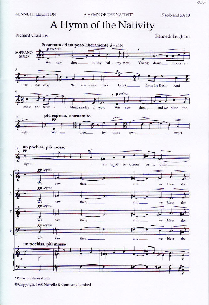 Leighton, Hymn of the Nativity (SATB) (Novello)