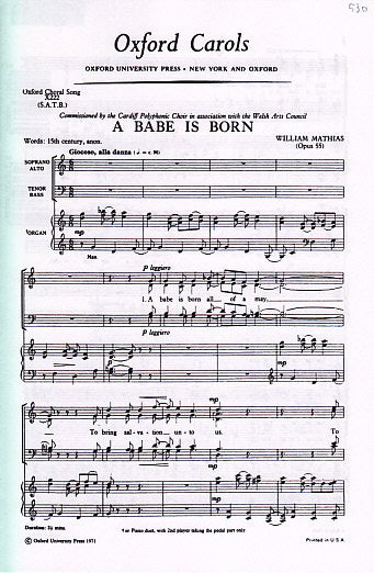 Mathias, Babe is born op. 55 (SATB,Org) (Oxford University Press)