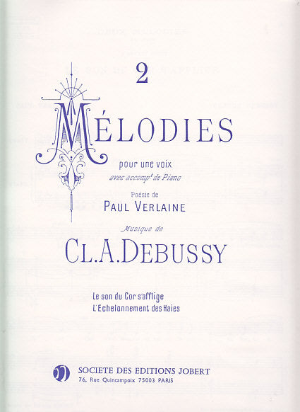 Debussy, 2 Melodies poemes de Verlaine (Jobert)