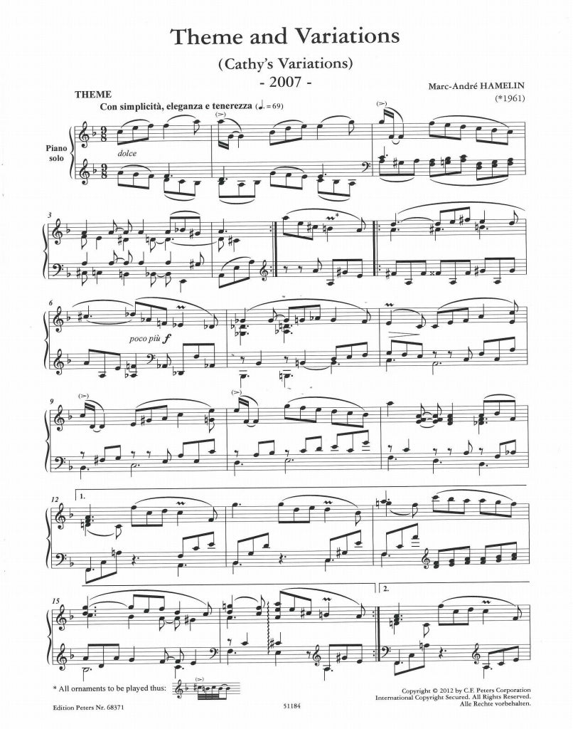 Hamelin, Theme & Variations (2007) (Peters)