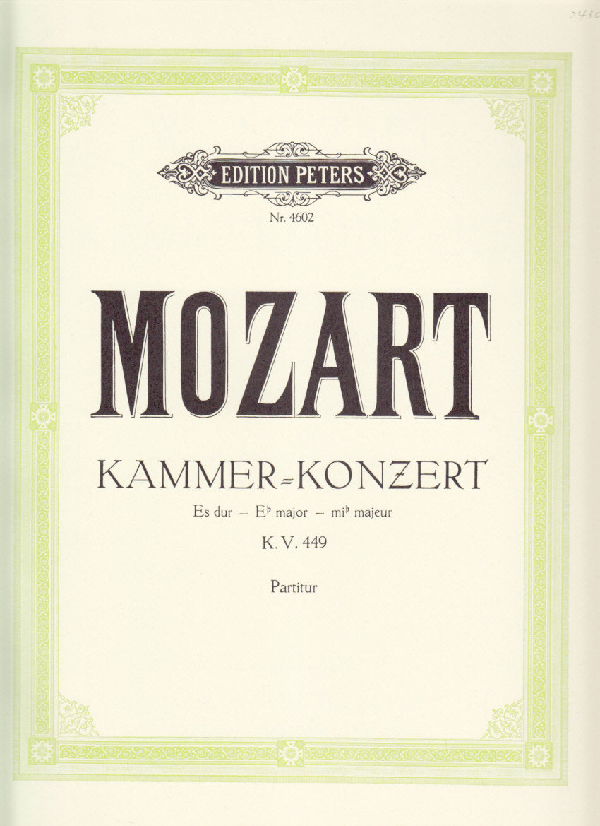 Mozart, Concerto for Piano KV 449 (Peters)