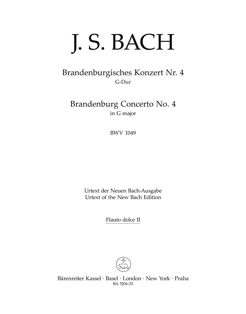 Bach, Brandenburg Concerto 4: Bfl II (Barenreiter)