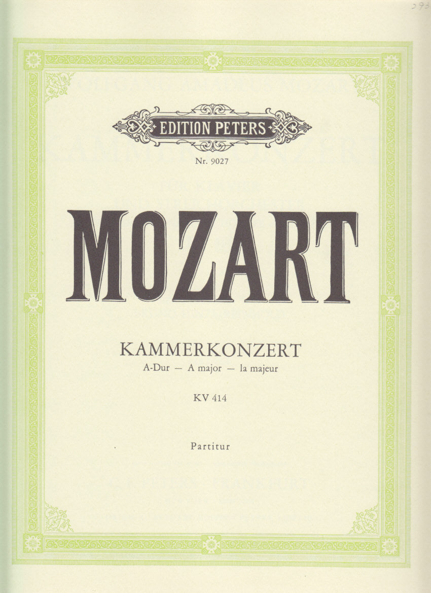 Mozart, Concerto for Piano KV 414 (Peters)