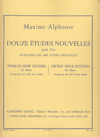 Maxime-Alphonse, 12 Etudes nouvelles (Leduc)