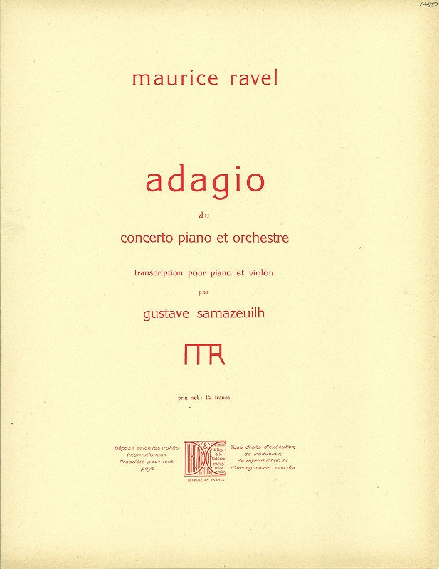 Ravel, Concerto en sol, Adagio (Durand)