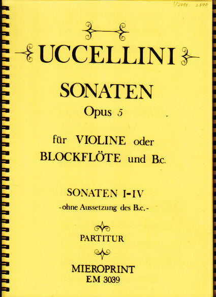 Uccellini, Sonaten op. 5/1-4 w.o. Bc rea (Mieroprint)