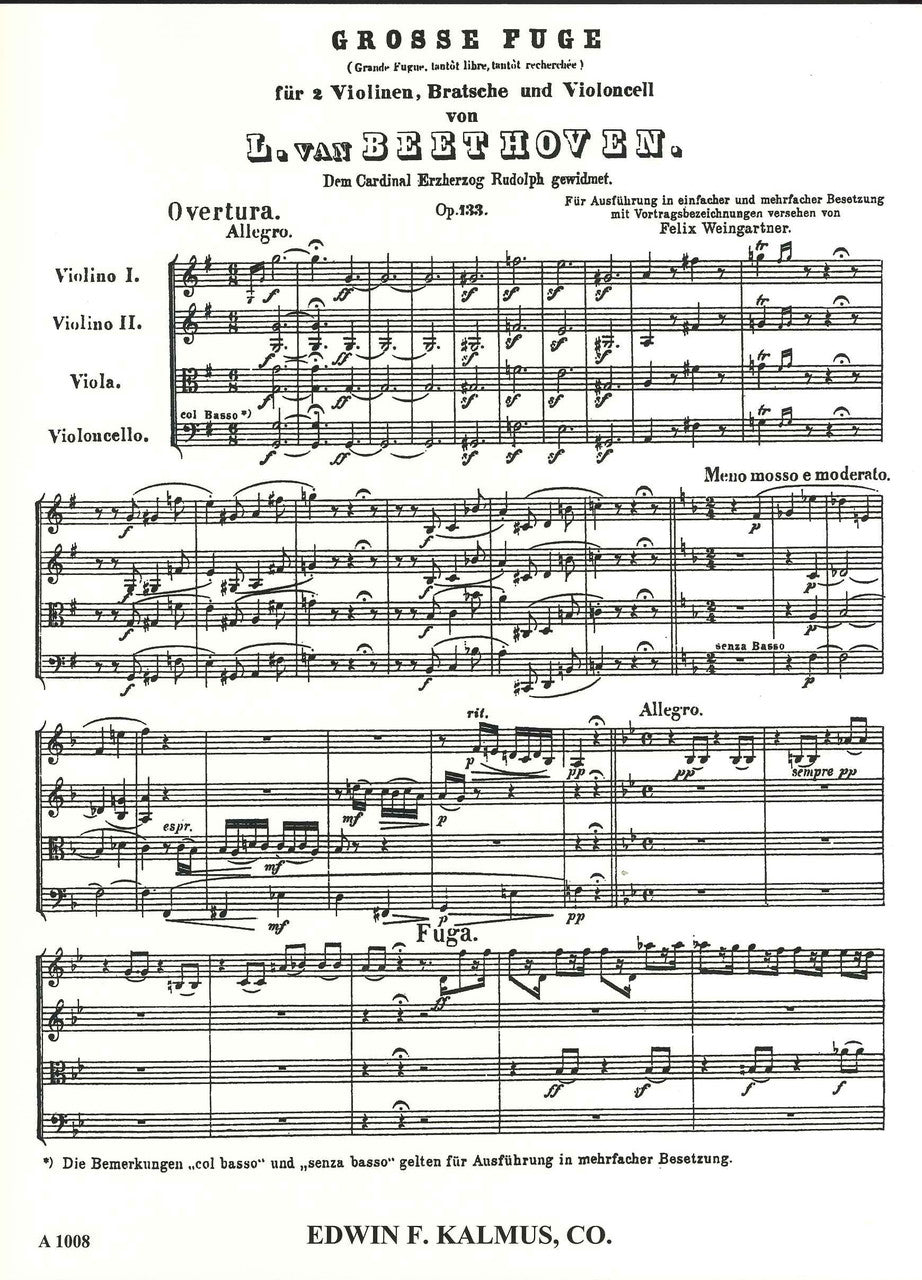 Beethoven, Grosse Fuge (Full Score) (E.F.Kalmus)