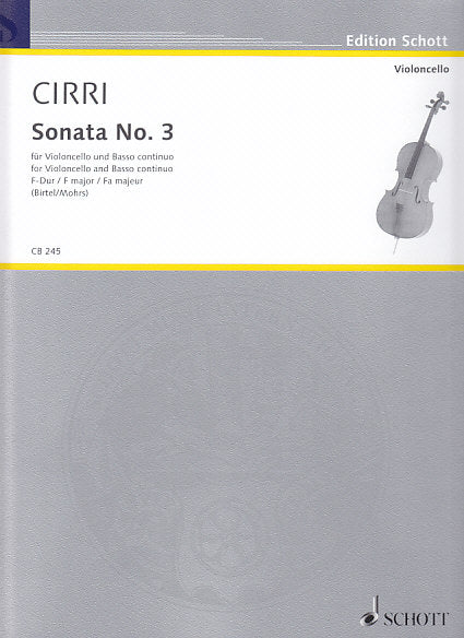 Cirri, Sonata No. 3 in F (Vc,Bc) (Schott)