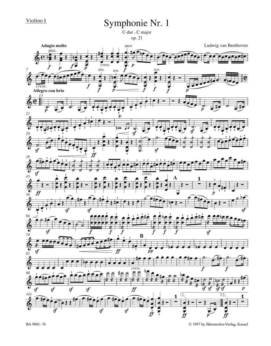 Beethoven, Symphony No. 1: Violin I (Barenreiter)