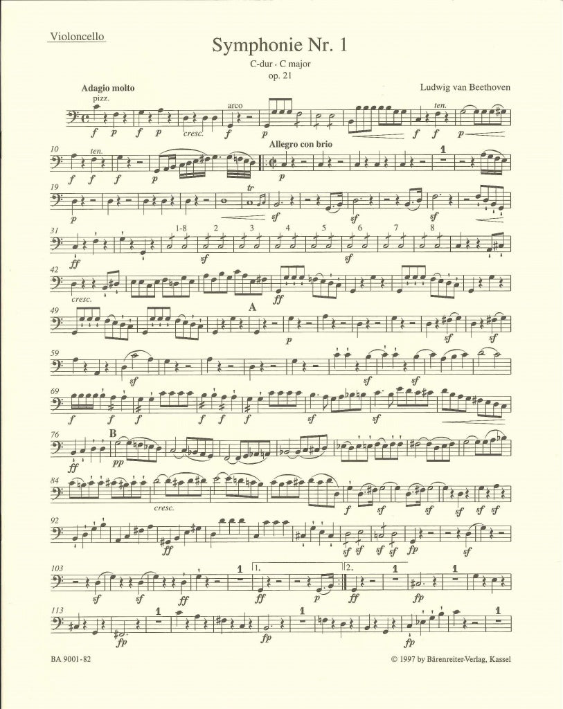 Beethoven, Symphony No. 1: Violoncello (Barenreiter)
