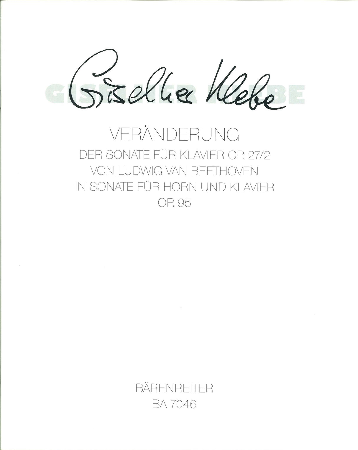 Klebe, Veranderung der Sonate (Barenreiter)