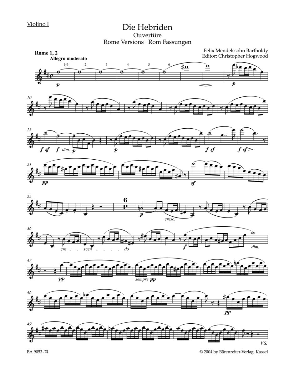 Mendelssohn, Hebriden Ov. Violin I (Barenreiter)