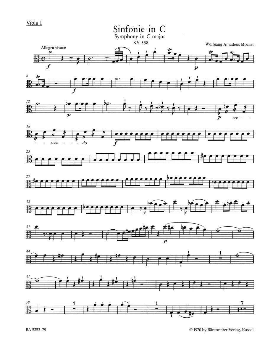 Mozart, Symphony No. 34 KV 338 Va I (Barenreiter)