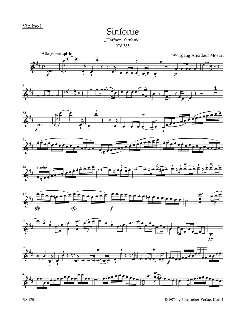 Mozart, Symphony No. 35 KV 385 Vn I (Barenreiter)