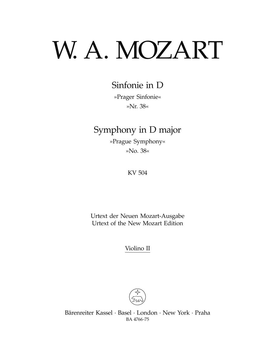 Mozart, Symphony No. 38 KV 504 Vn II (Barenreiter)