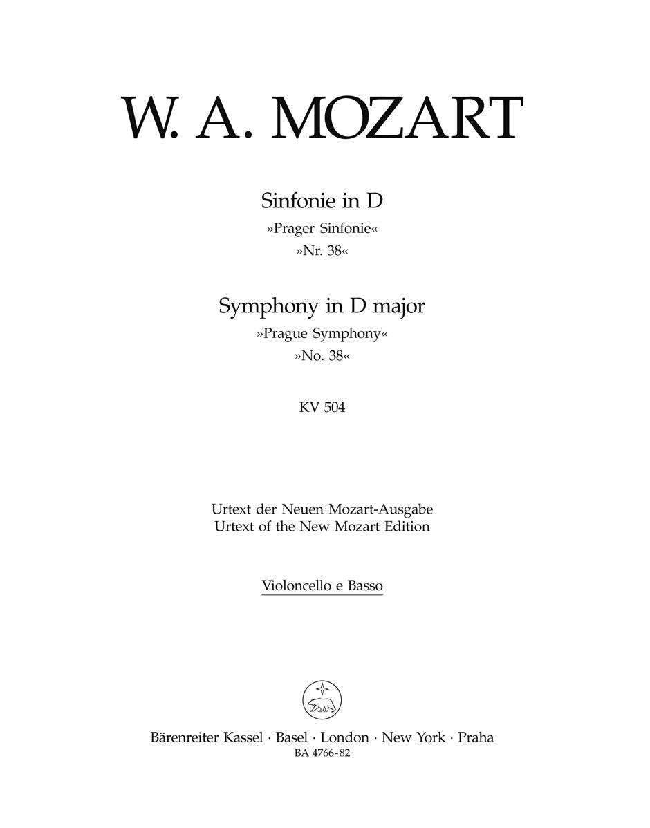 Mozart, Symphony No. 38 KV 504 Vc/CB (Barenreiter)