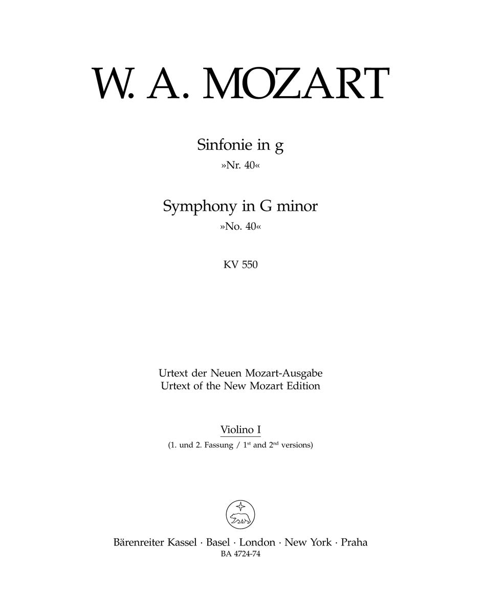 Mozart, Symphony No. 40 KV 550 Vn I (Barenreiter)