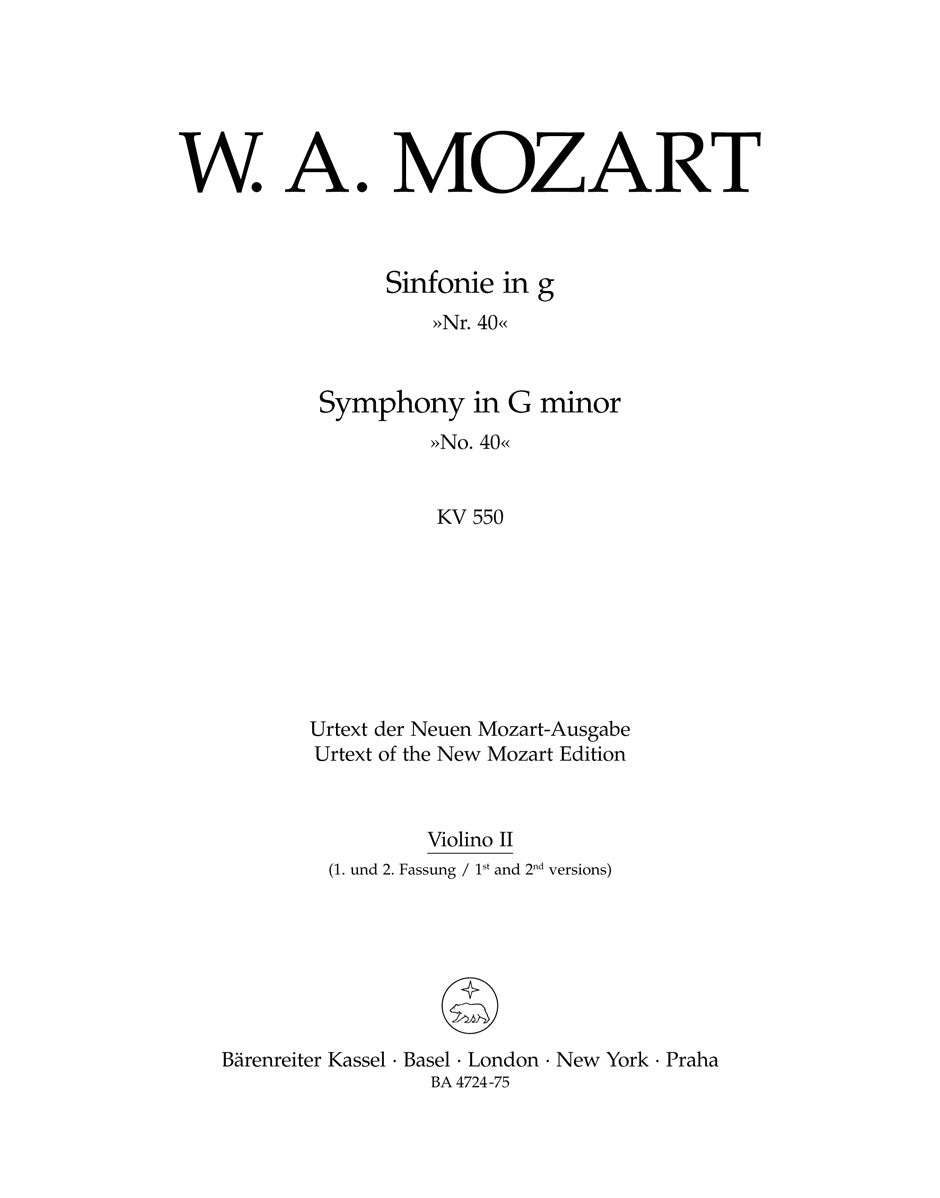 Mozart, Symphony No. 40 KV 550 Vn II (Barenreiter)