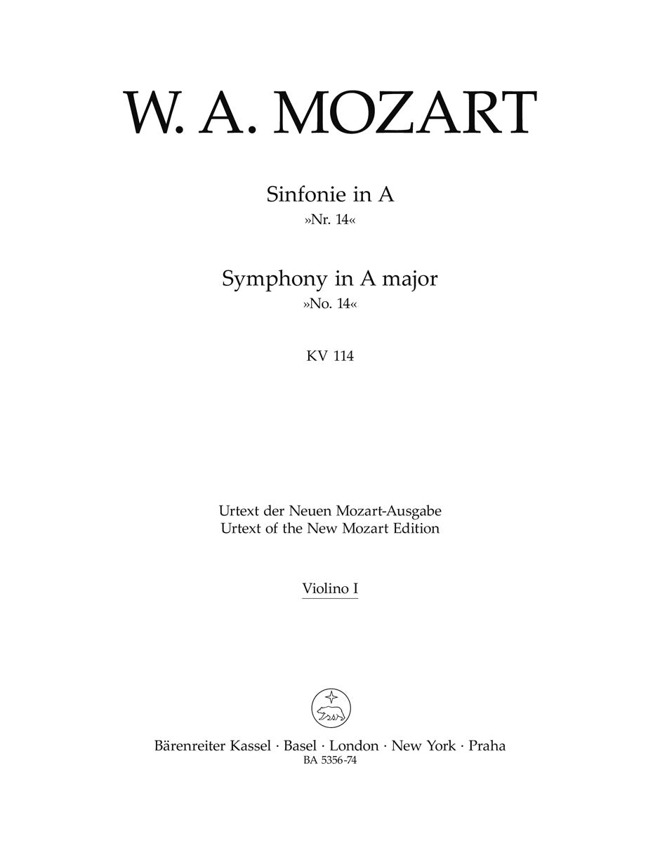 Mozart, Symphony No. 14 KV 114 Vn I (Barenreiter)