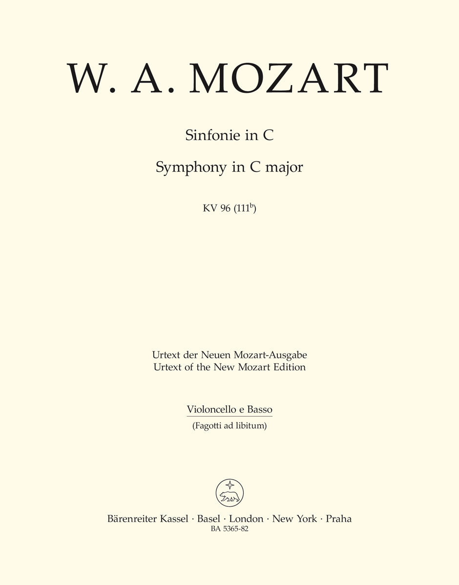 Mozart, Symphony KV 96(111b) Vc/CB (Barenreiter)