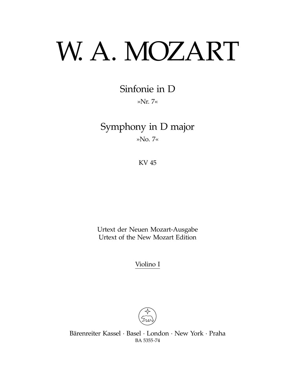 Mozart, Symphony No. 7 KV 45 Vn I (Barenreiter)