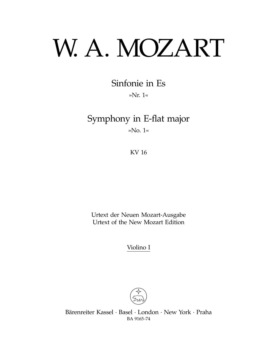 Mozart, Symphony No. 1 KV 16 Vn I (Barenreiter)