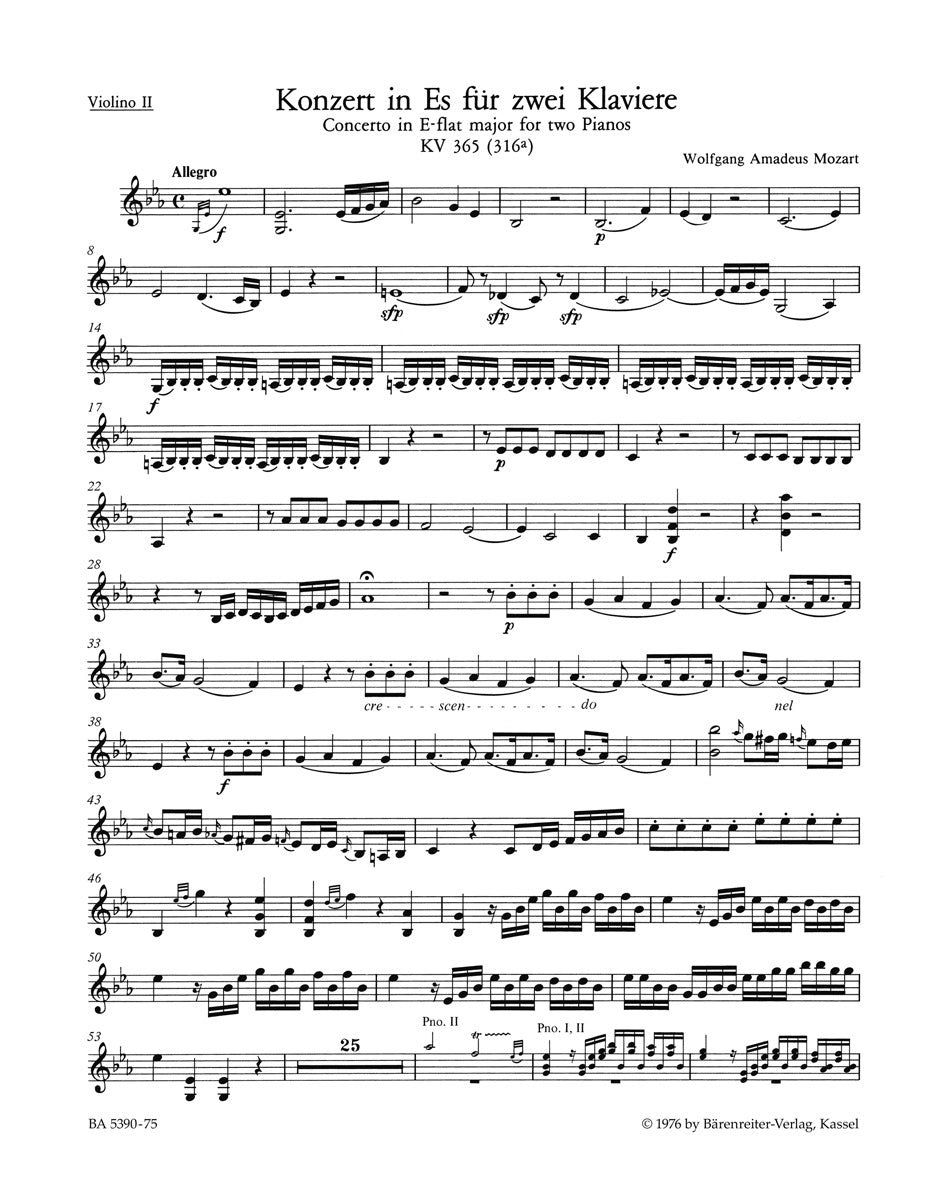 Mozart, Concerto KV 365 Vn II (Barenreiter)