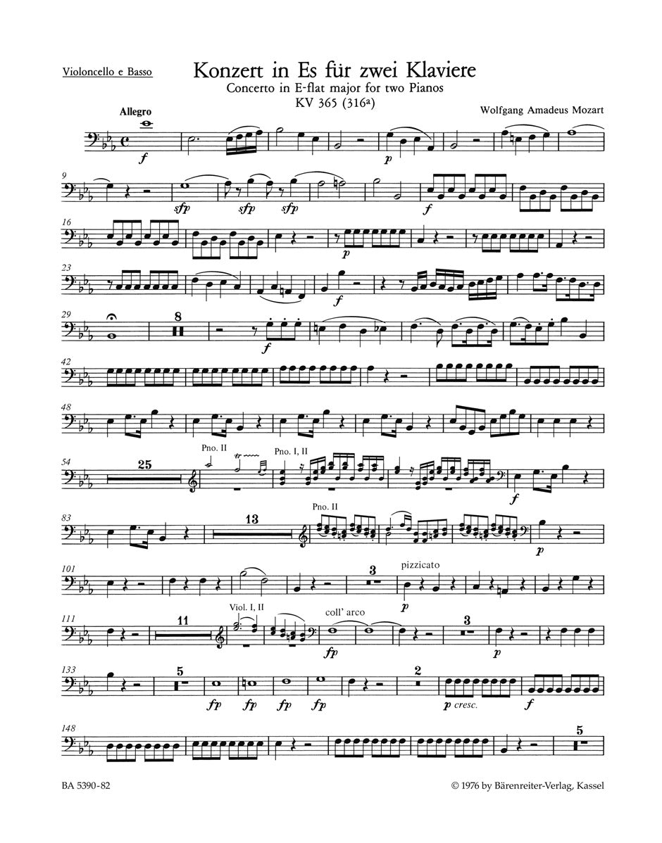 Mozart, Concerto KV 365 Vc/CB (Barenreiter)