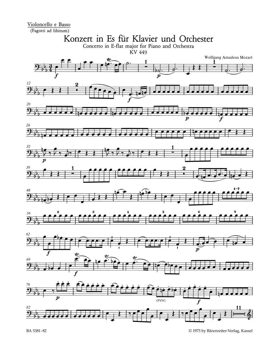 Mozart, Concerto KV 449 in Eb Vc/CB (Barenreiter)
