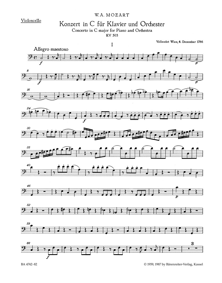 Mozart, Concerto KV 503 in C Vc (Barenreiter)