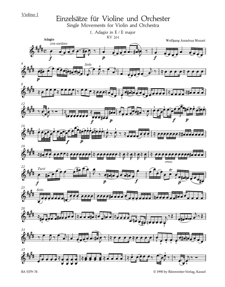 Mozart, Adagio KV 261 etc. Vn I (Barenreiter)