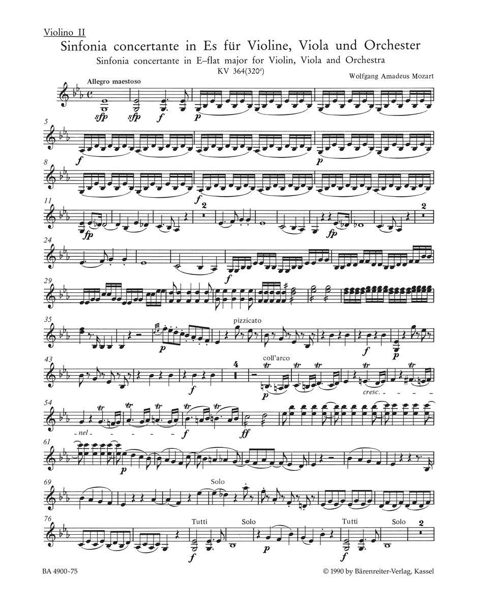 Mozart, Sinfonia conc. K 364 Vn II (Barenreiter)