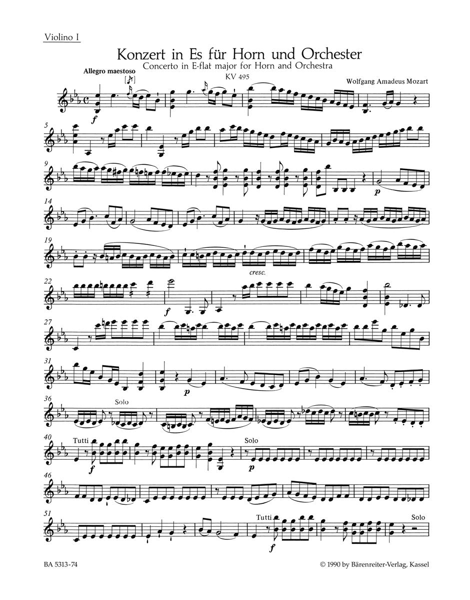 Mozart, Concerto KV 495 Vn I (Barenreiter)
