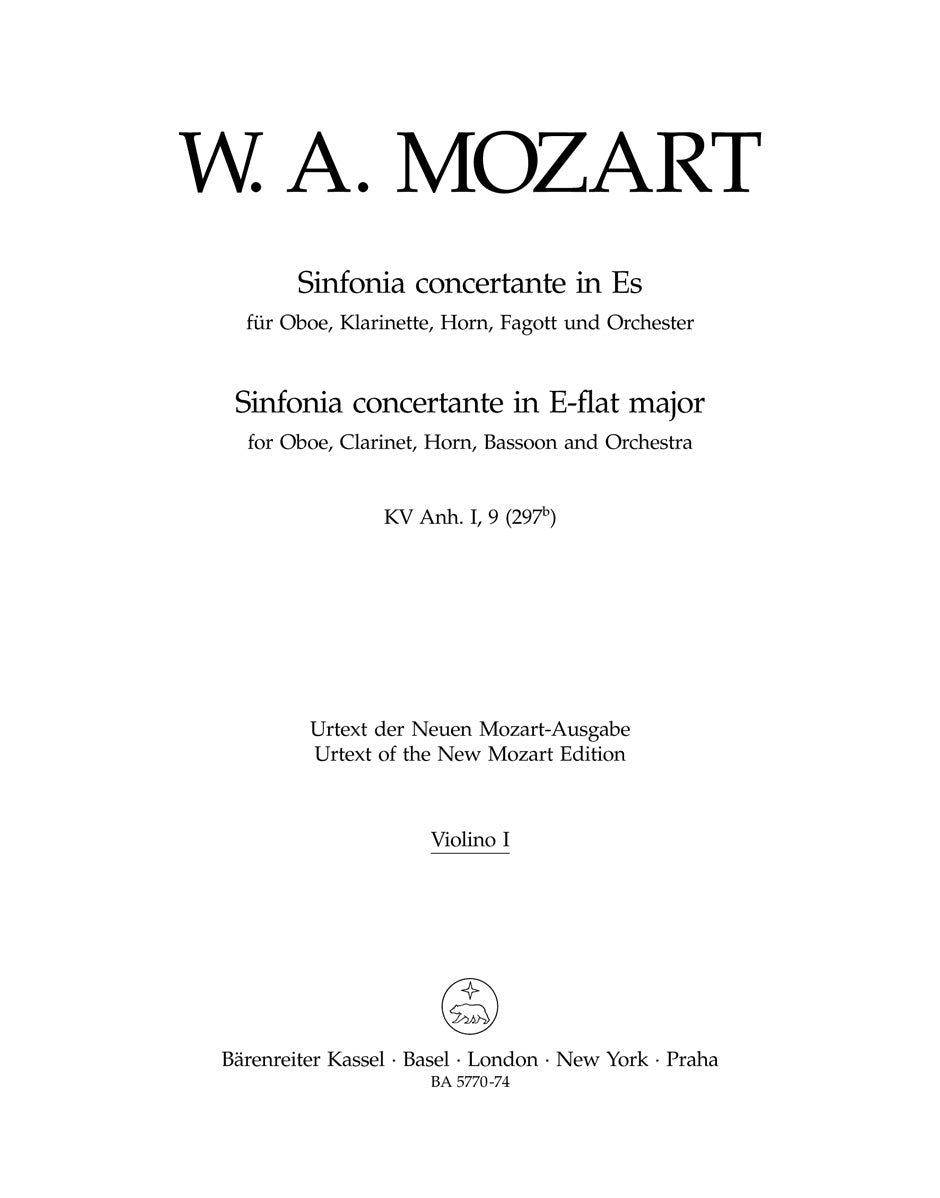 Mozart, Sinfonia conc K 297b Vn I (Barenreiter)