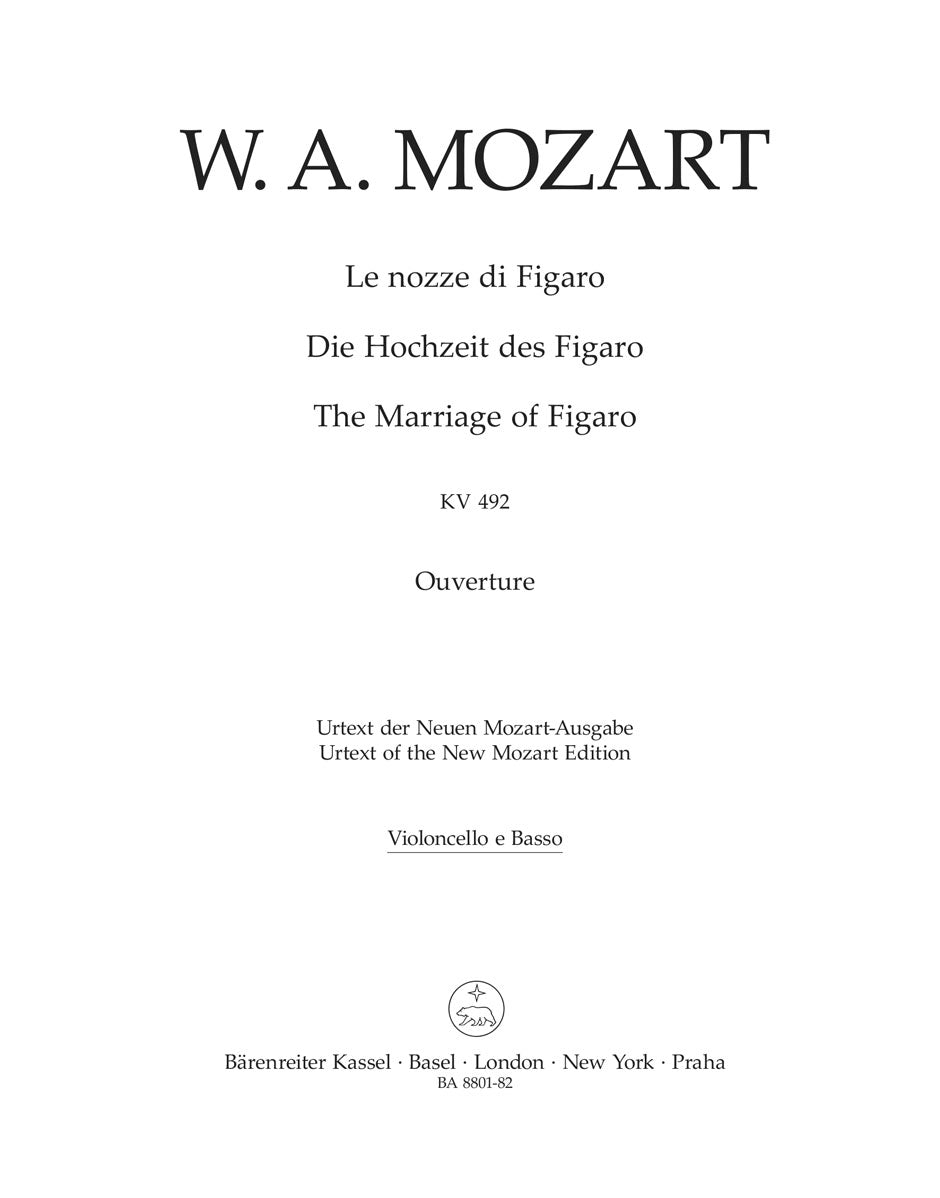 Mozart, Nozze di Figaro Ov Vc/CB (Barenreiter)