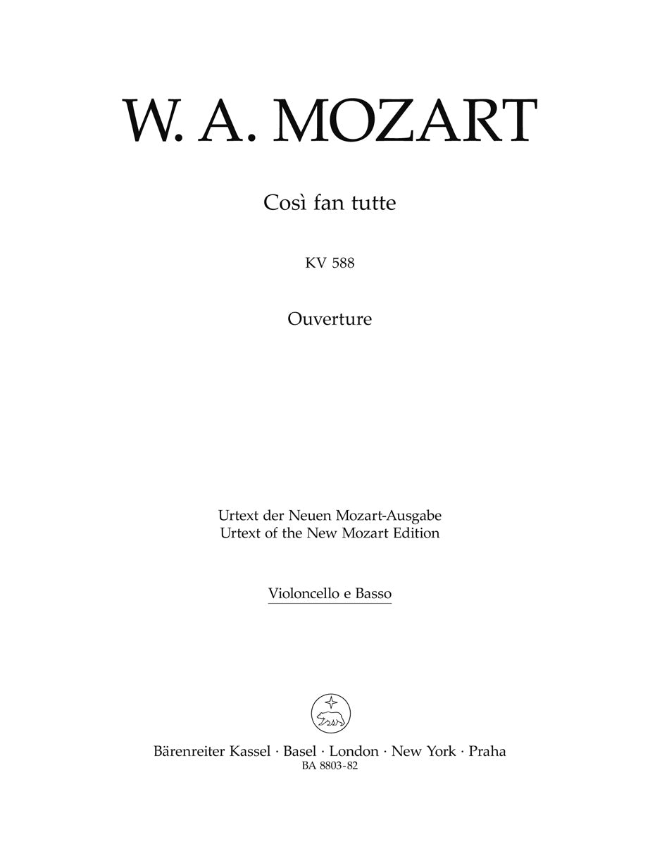 Mozart, Cosi fan tutte Ov Vc/CB (Barenreiter)