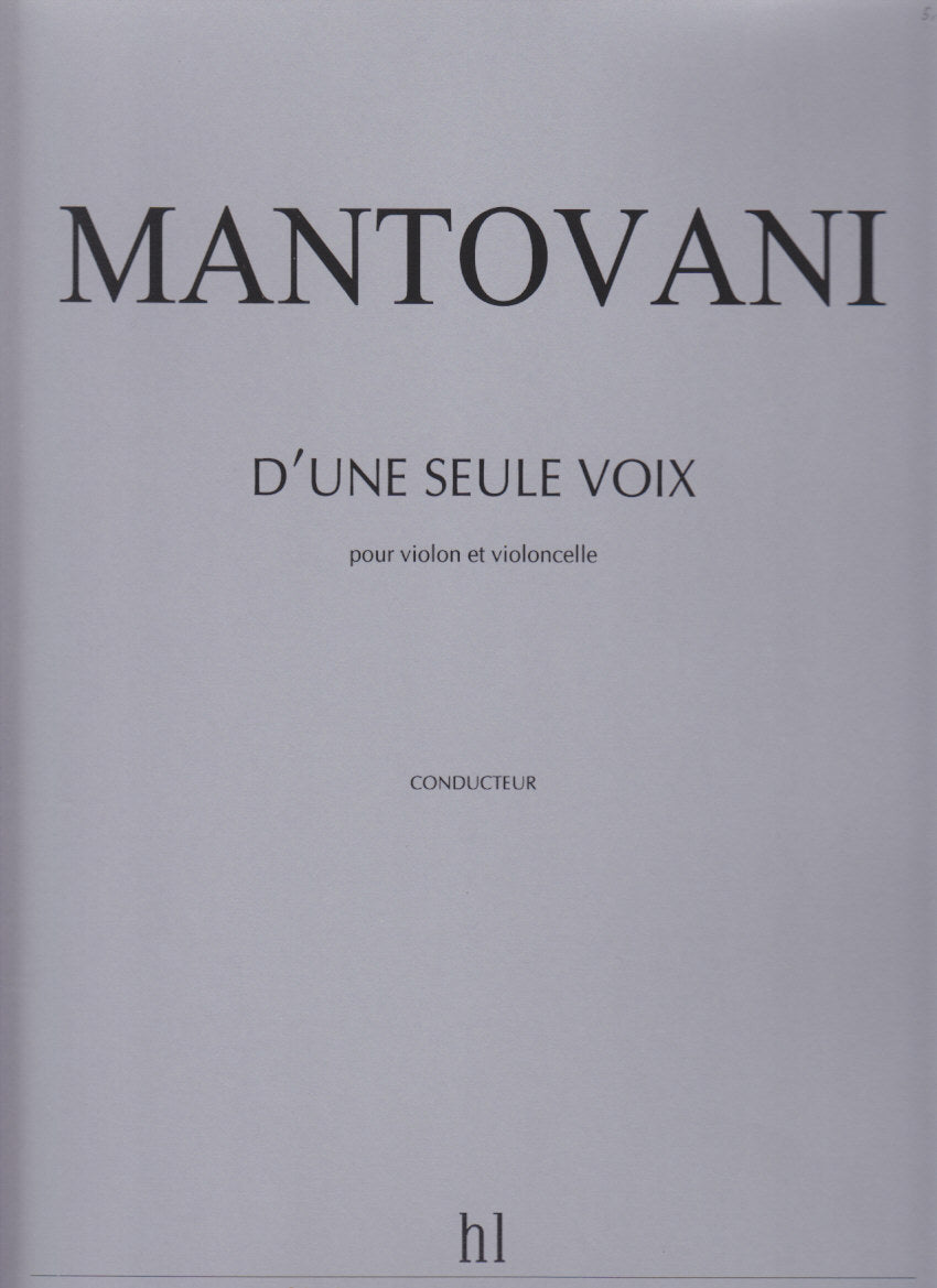 Mantovani, D'une seule voix (Vn,Vc) (Lemoine)
