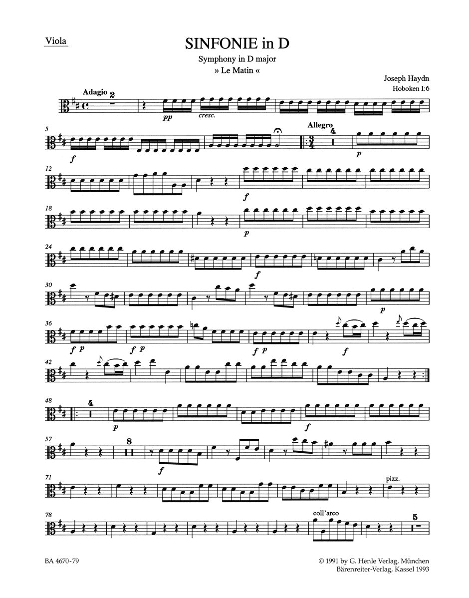 Haydn, Symphony No. 6 Viola (Barenreiter)
