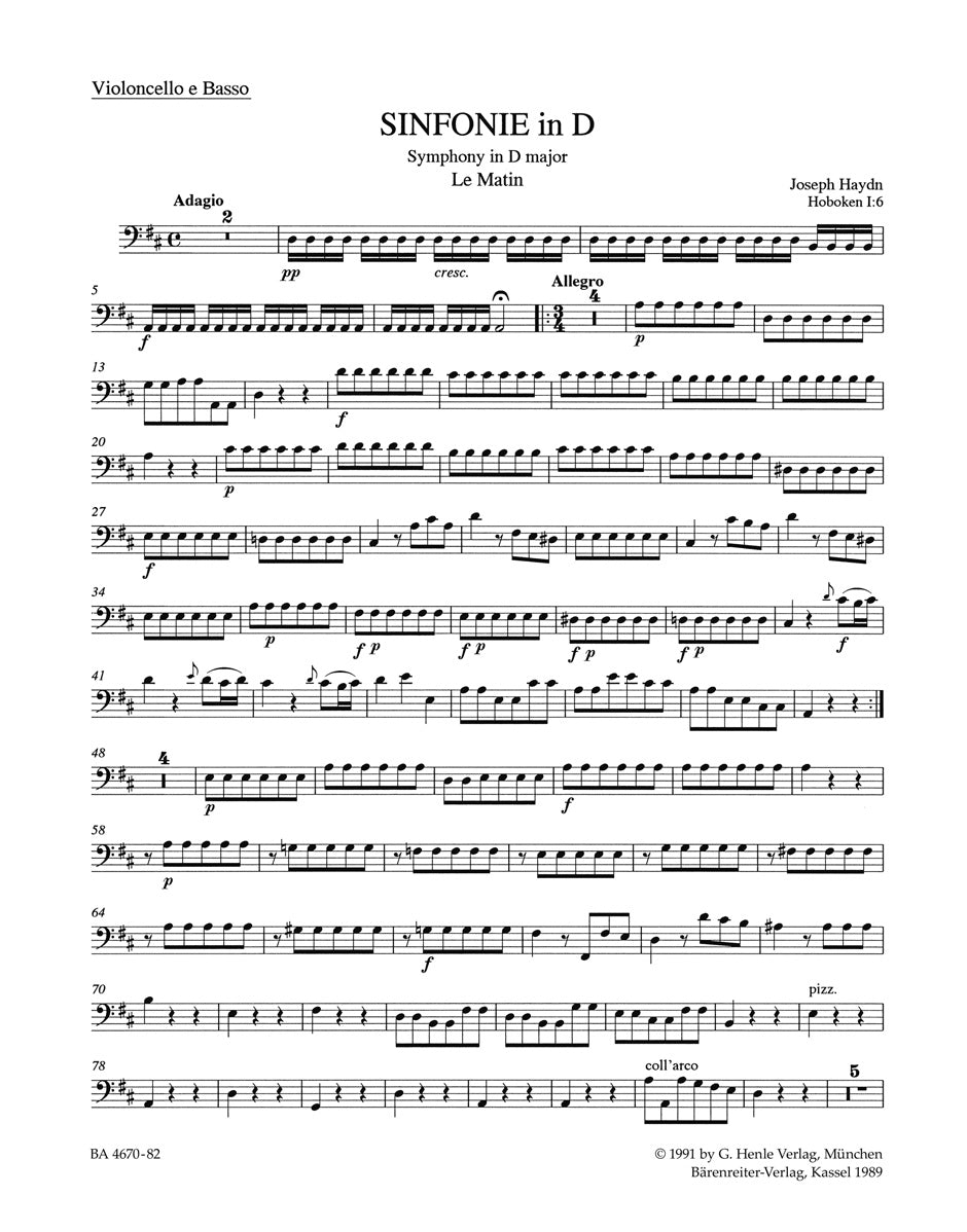 Haydn, Symphony No. 6 Vc/CB (Barenreiter)