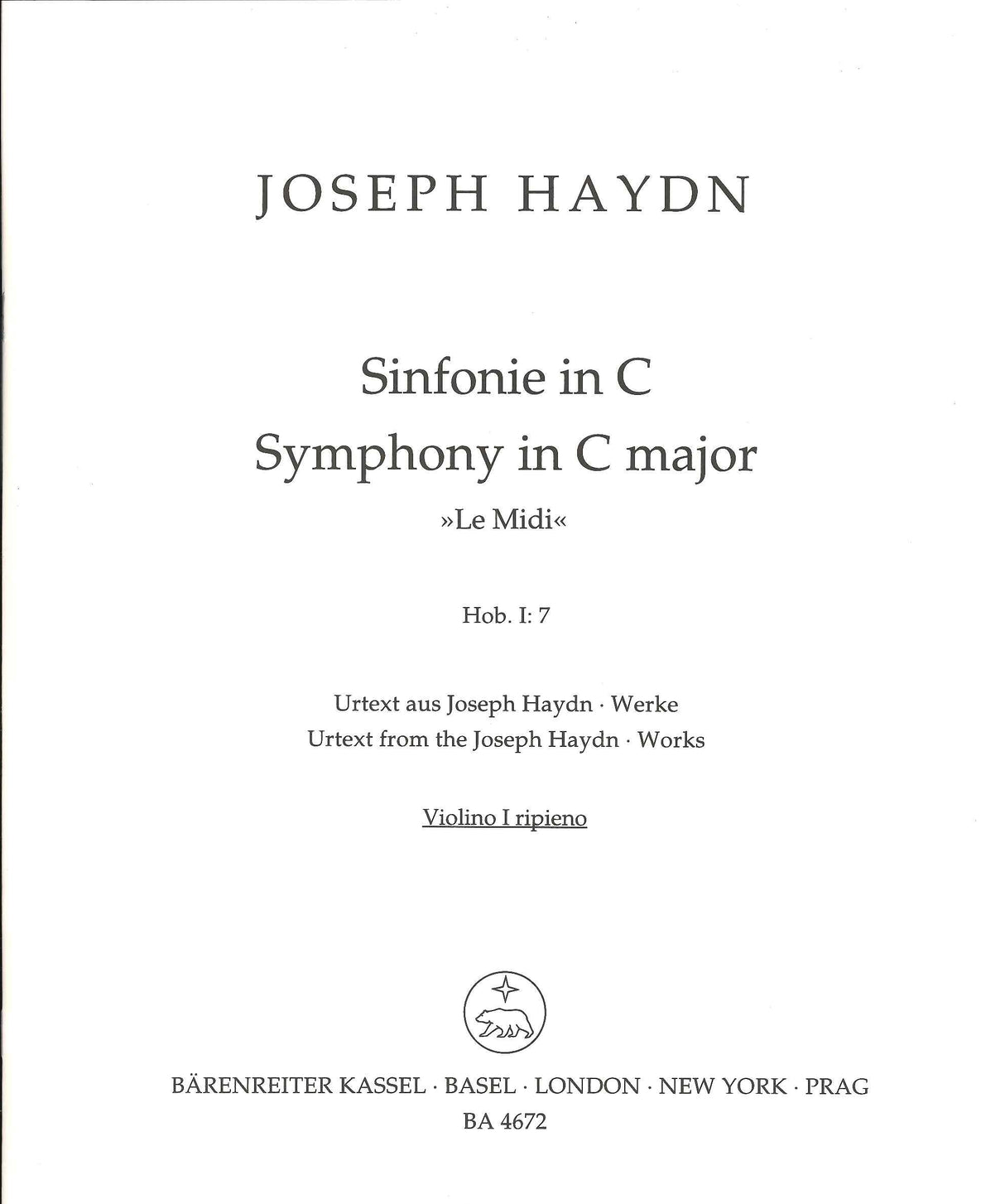 Haydn, Symphony No. 7 Vn I (Barenreiter)