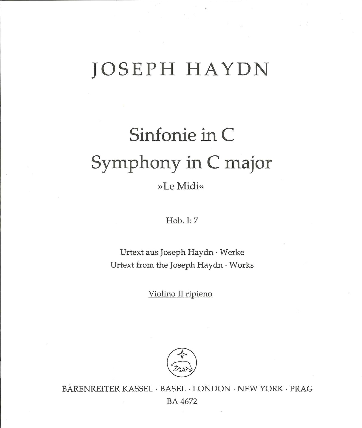 Haydn, Symphony No. 7 Vn II (Barenreiter)