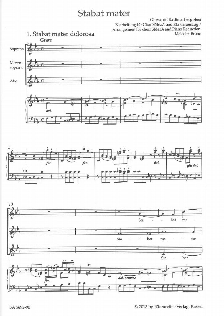 Pergolesi, Stabat mater (Female Choir) (Barenreiter)