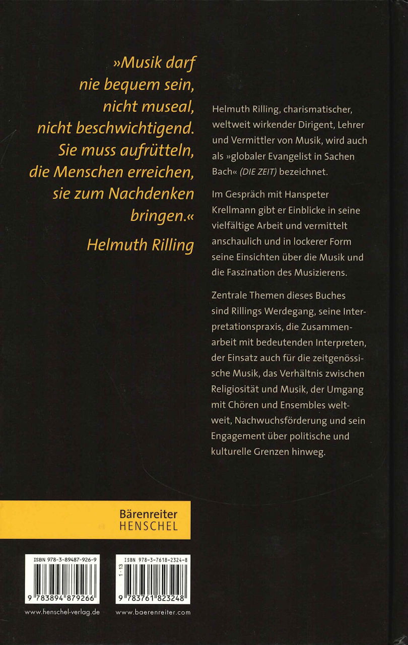 Rilling, Leben mit Bach: Gesprache mit (Barenreiter/Henschel)